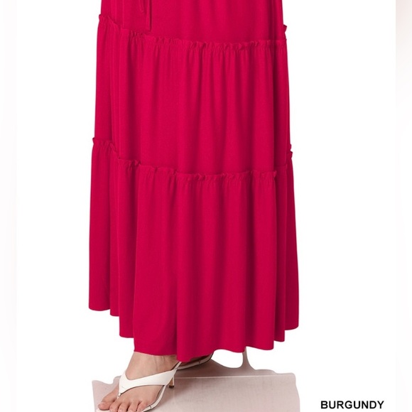 New!PLUS SIZE TIERED RUFFLE RAW HEM MAXI SKIRT SIZE 1X 2X 3X - Picture 3 of 4